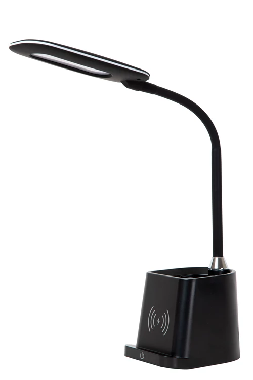Lucide PENNY - Lampe de bureau - LED Dim. - 1x4,7W 3000K - Avec chargeur sans fil - Noir - éteint
